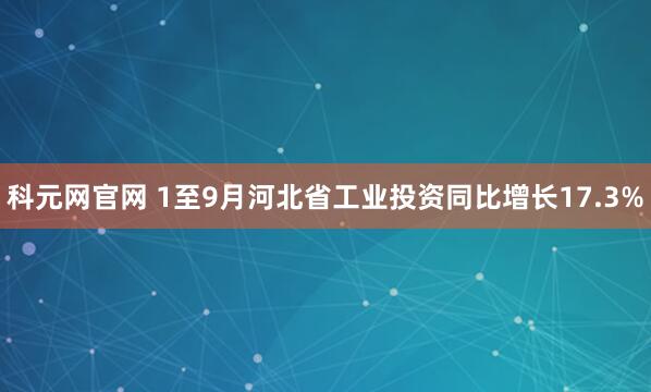 科元网官网 1至9月河北省工业投资同比增长17.3%