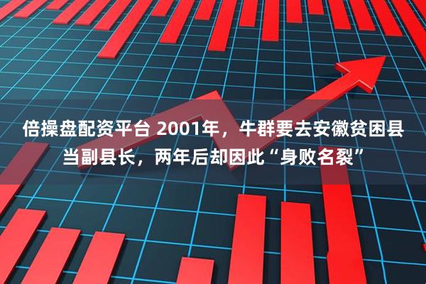 倍操盘配资平台 2001年，牛群要去安徽贫困县当副县长，两年后却因此“身败名裂”